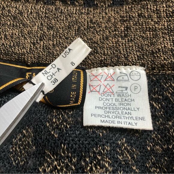 Vintage Fendi Maglia Skirt Merino Wool Rayon Pencil Leopard Animal Print Small - Picture 8 of 9